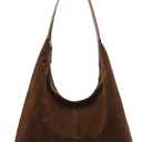 Suede Shoulder Bag for Women Suede Purse Boho Bags Slouchy Tote Bag Satchels Trendy Crescent Crossbody Bag Handbag Coffee Brown