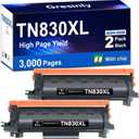 TN830XL TN830 Toner Cartridge Printer Compatible Replacement for Brother TN830XL TN-830 TN830 Black for HL-L2460DW DCP-L2640DW HL-L2405W L2400D L2480DW MFC-L2820DW MFC-L2820DWXL TN830/TN830XL Toner,2P