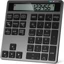 Rechargeable Wireless Number Pad for Laptop, 34 Keys Numeric Keypad with Dual Bluetooth & Display, 2-in-1 Numpad and Calculator, Slim Portable Number Pad Keyboard for Windows, Mac, PC, Tablet