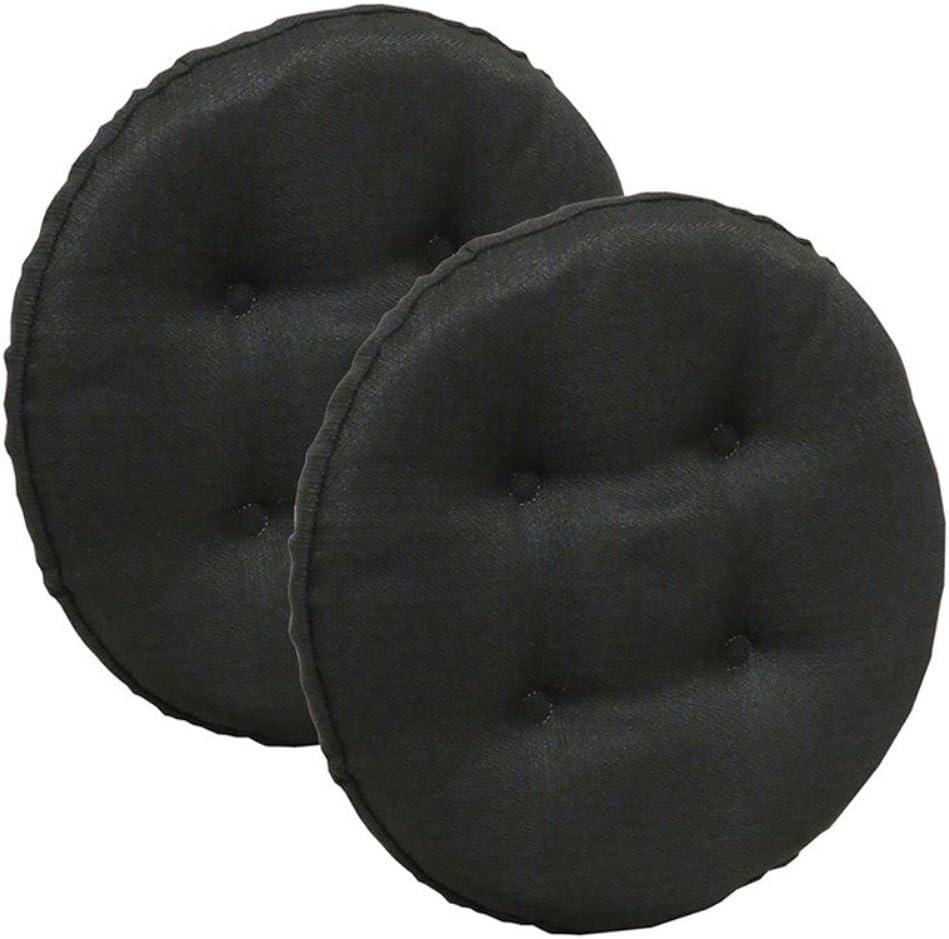 Klear Vu Omega Gripper Non-Slip Tufted Round Barstool Cushion for Dining Rooms, Cafes, Bars and Restaurants, 14” Midnight 2 Pack