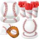 Baseball Party Decorations,168pcs Baseball Birthday Decorations Tableware Baseball Plates and Napkins Cups for Boy Birthday Party,Serve 24
