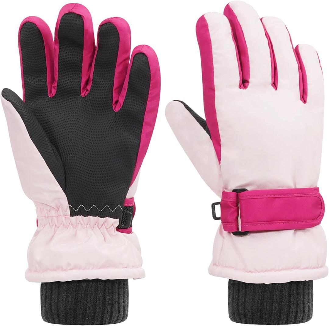 Upgrad+Waterproof Kids Gloves Children Ski Gloves Snow Gloves Windproof Waterproof Gloves Winter Warm Gloves Snowboarding Gloves Boys Girls Toddler Mittens Outdoor Gloves 4-13Y (4-7 Years Old)