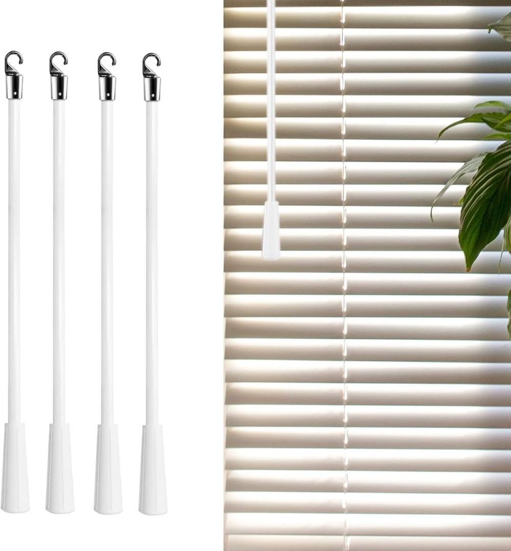 4 PCS Blind Wand Replacement Parts with Hook Fiberglass Blinds Wand Blind Stick Vertical Blinds Accessory Blinds Curtain Stick Blind Tilt Wand for Window Opener (4, 30inch)