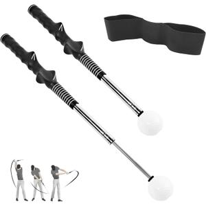 Retractable Golf Swing Training Aid, Golf Grip Trainer & Golf Swing Trainer for Warm-up, Right-Handed Golf Club for Indoor Practice, Golf Accessories - Strength & Tempo Training for Chipping Hitting