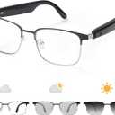 Bluetooth Audio Smart Glasses, Blue Light Glasses for Women Men, Remote Shooting, Open Ear Sound Mic & Speakers, Magnetic Charging, Color-Changing Polarized Sunglasses Lenses, Voice AssistantGS06S)