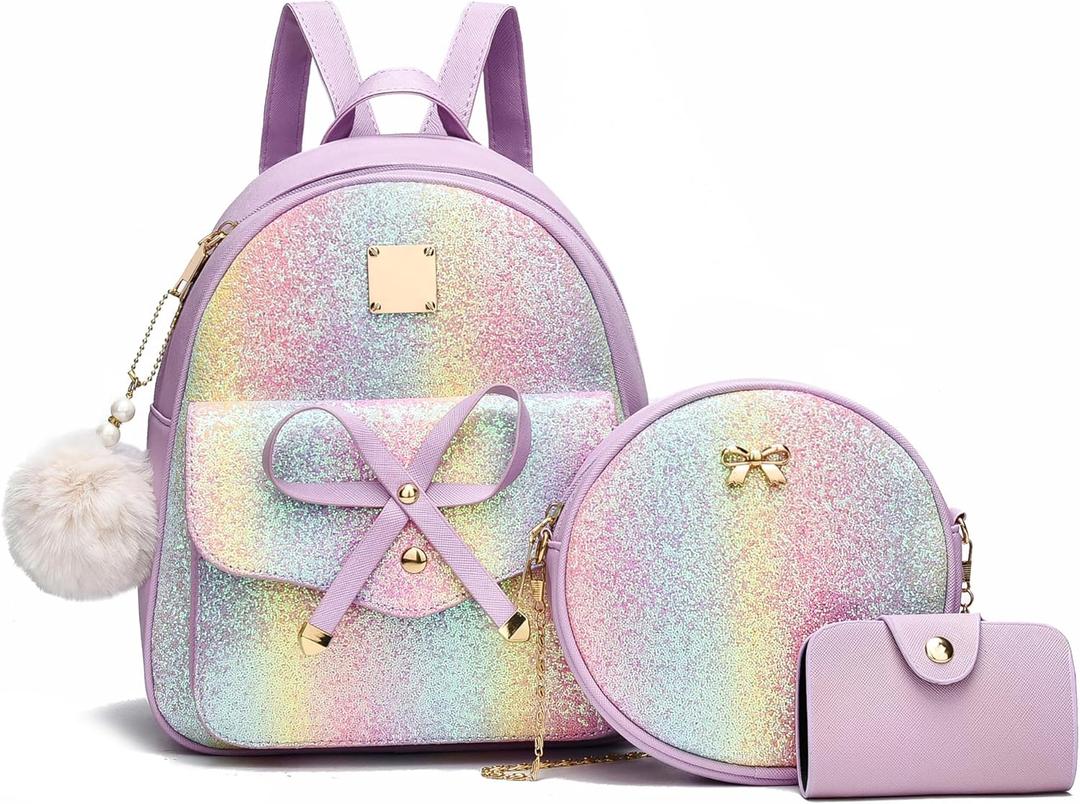 I IHAYNER Girls Bowknot 3-Pieces Fahsion Leather Backpack Backpack Purse for Women Rucksack for Ladies Shoulder Bag | Backpack Purse, Rucksack, for Ladies, Shoulder Bag, Backpack Purse, Rucksack