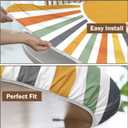 Boho Sun Round Fitted Tablecloth with Elastic Colorful Rainbow Stripe Circle Table Cloth for 40-44" Tables Summer Sunshine Retro Bohemian Wipeable Waterproof Table Cover for Farmhouse Picnic Party
