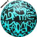 AND1 Fantom Graffiti Rubber Basketball - Streetball for Indoor and Outdoor Use, Deep Channel Construction and Durability (29.5 W/ Pump, Mint)