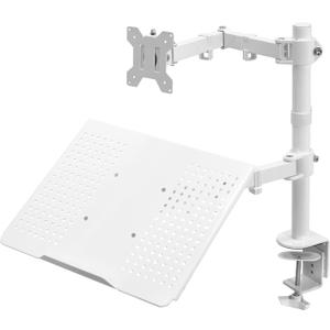 VIVO Fully Adjustable 13 to 32 inch Single Computer Monitor and Laptop Desk Mount Combo, Stand with Grommet Option, Fits up to 17 inch Laptops, White STAND-V002CW