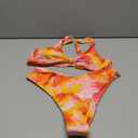 geluboao Bikini Set for Women Solid V Neck Knot Front Push Up High Leg Thong Two Piece Swimsuit Size M