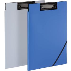 Oxford Clipboard Folio with Storage, 4 Pockets, Penholder, 2 Pack, 2 Color Combos (Gray/Black, Blue/Black), Great Nursing, Office, Classroom Clipboard (82177)