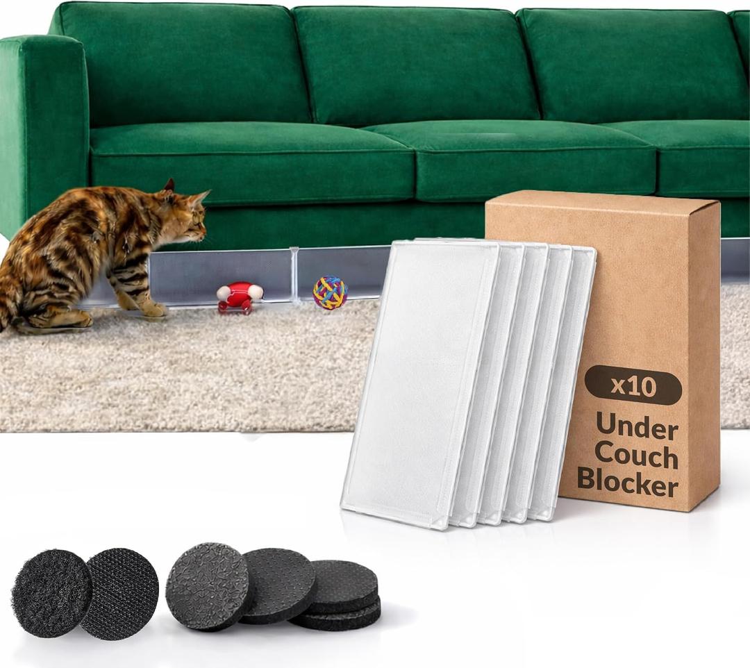 Petsy Under Couch Blocker Extra Long 138" x 7.9" Furniture Barrier for Dogs & Cats Prevent Pets from Hiding Under Beds or Sofas Protect Floors & Keep Your Home Clean, Safe, and Pet-Friendly