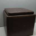 COLAMY Square Leather Storage Ottoman with Reversible Tray Lid  Multi-Functional Footrest, Hidden Storage, Sturdy & Stylish Small Coffee Table for Living Room, Bedroom, or Entryway(Brown)
