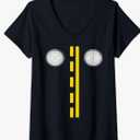 Womens Headlights with Road Markings Funny Halloween Costume V-Neck T-Shirt SIZE Medium