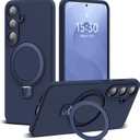 SKYLMW for Samsung Galaxy S25 Case with Magnetic Invisible Stand [Compatible with Mag-Safe] Military Drop Tested [Full Camera Protection] Silicone S25 Case for Women Men 6.2'', Dark Blue