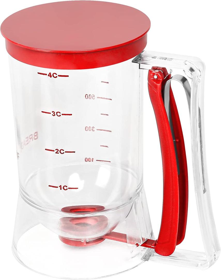 Batter separator Cupcakes Pancakes Cookie Cake Waffles Batter Dispenser cookie separator batter Cream Speratator Cup Measuring Baking Tools (red)