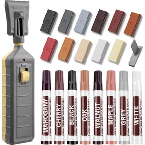 Vinyl Floor Repair Kit with Heat Pen - 11 Colors Laminate Wood Floor Repair Kit Touch Up Marker Hard Wax Linoleum Repair Kit Restore Any Scratches, Stains, Cracks, Hole for Floor, Door, Cabinet