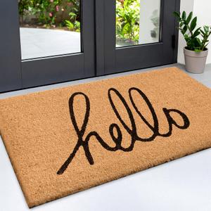Extra Large Coir Door Mat 3x5 Ft Hello Front Door Mat Heavy Duty Natural Coconut Fiber Outdoor Entryway Rug, Non-Slip Backing