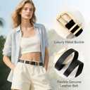 VONMELLI 3 Pack Women's Belts for Jeans Pants Fashion Gold Buckle Ladies Dress Belt