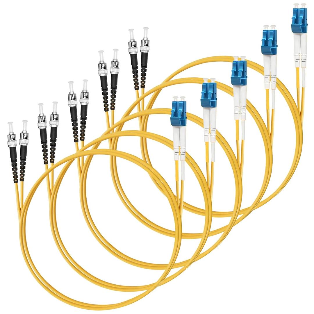 5 Pack LC to ST Fiber Patch Cable, LC/UPC-ST/UPC Single Mode Duplex 9/125um LSZH Fiber Jumper Cord- 1M(3.28Ft)