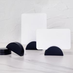 UNIQOOO 10 Set 2" Arch Black Birch Wood Stand with Cards |1.2mm Slot, for Name Cards, Solid Wood Place Card Holder, Photo Display Stand | for Event Decor, Retail Shop, Cafe Restaurant Menu, Business Card, Name Tag