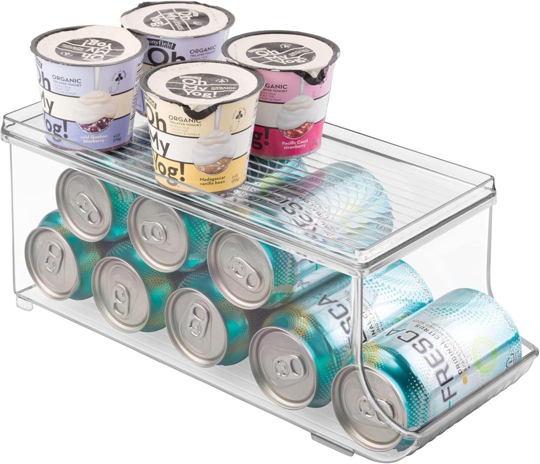 iDesign Soda Can Organizer with Lid for Pantry or Refrigerator - Clear - Made in USA