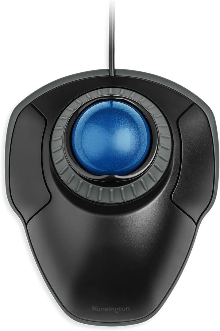 Kensington Orbit Trackball Mouse with Scroll Ring (K72337US), 4 1/2X5 1/2X2" (Black-Blue)