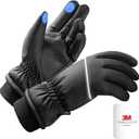 Winter Gloves Men Women Made with 3M Insulation, -10 GEANI-TEX Waterproof&Windproof Gloves for Cold Weather (XX-Large, Black)