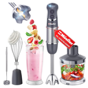 Mueller Multistick 5-in-1 Immersion Blender Handheld, 12 Speed Hand Mixer - Turbo Boost, Heaviest Duty Copper Motor, Titanium Blades Hand Blender, Milk Frother Wand, Whisk, Beaker, Chopper, Grey