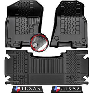 Anti-Slip 3D Car Mats 5Pcs All Weather for 2019-2024 Dodge Ram 1500 New Body Crew Cab | Rubber Truck Floor Liners with Weather Strips | Automotive Carpet for Winter, Ski, Hunting, Camping (Texas Edition (Style B))