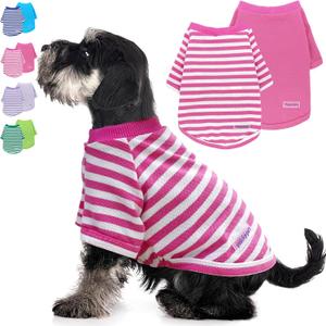 2 Pieces Stripe Dog Clothes for Small Dogs Summer Dog Shirt Cute Soft Puppy Clothes Bresthable Chihuahua Cat Clothes XS~XXL Pet Clothing (Pink, XX-Large)