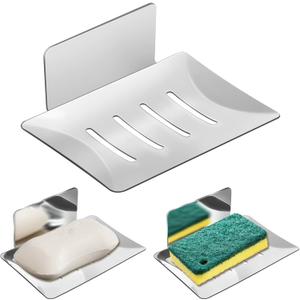 YUZP Soap Holder for Shower with Stainless Steel,Rustproof Soap Saver Sponge Holder for Bathroom,Tub,Kitchen Sink (2PCS Chrome)