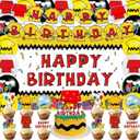 42Pcs Cartoon Dog Red House Birthday Party Supplies Puppy Baby Shower Decorations Disposable Birthday Banner, Cake Toppers, Balloons Cute Dog Anime Theme Red House Party Decorations