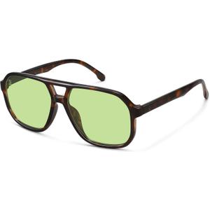 Stylish Aviator Sunglasses for Women Men Retro Trendy Square Shades UV Protection (Tortoise/Green)