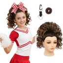 SEIKEA Cheer Ponytail Hair Piece, Lightweight Curly Cheerleader Hairpiece Realistic Natural Soft 14" Ponytail Extension for Cheerleader Competition Dance for Girls Teens Mocha Melt