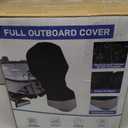 Outboard Motor Cover, 1200D Full Boat Motor Cover with Soft Cotton Lining Fit 30-60 HP Motor, Waterproof & Heavy Duty, Windproof Boat Engine Cover with Elastic Drawstring, Zipper, Black Grey