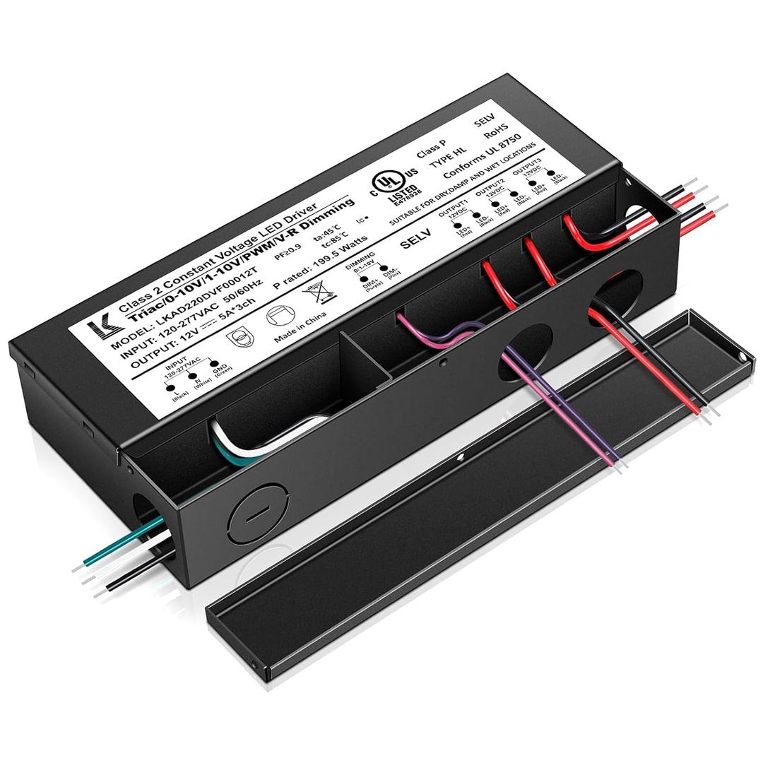 inShareplus 12V 200W Dimmable LED Driver, 5-in-1 Triac/ELV/MLV/0-10V/1-10V/PWM Dimming Transformer, Compatible with Lutron & Leviton Dimmer, Constant Voltage Power Supply, UL Listed, IP67 Waterproof