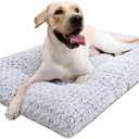 CLKHOWL Washable Dog Bed Plush Dog Crate Beds for Large, Medium, Small Size Dogs, Anti-Slip Soft Comfy Pet Kennel Pad, Fits Crate Mat and Cat Bed Mat (Grey, 37.35x25.56 inch)