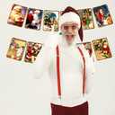 3 x Christmas Banner Vintage Xmas Decor Paper Banner Sign Xmas Home Office Retro Decor Banners for Christmas Party Fireplace Wall Window Holiday Party Decorations