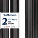 Woven Sound Wood Panels for Wall, Functionality and Durability, Enhanced Acoustic & Sound Proof Fluted Design, Versatile Wood Slat Wall Decor for Home & Office, 2 Pack Deep Gray, 47.2x12.5 Inch