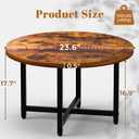 FAMIDGE Round Coffee Table, Small Coffee Tables for Living Room, Wood Coffee Table with Metal Frame, Floor Table Desk for Sitting on The Floor, Home, Office, Farmhouse, Rustic Brown (23.6"D x 17.7"H), Small 1T