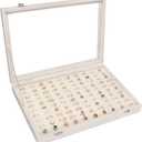 Rings Organizer Tray 100 Slot Velvet Ring Earring Storage Box TranSparent Cover Jewelry Store Ring Display Box Jewelry Display Cabinet for Girl Wife Mother (Beige)
