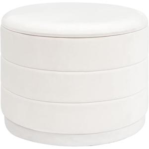 23" Round Velvet Storage Ottoman with Reversible Lid, Soft Padded Footrest and Hidden Storage, Large Upholstere Tray Top Ottoman Footstool for Living Room, Bedroom, Entryway, White