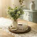 Rustic Modern Farmhouse Decor Set of 6 for Your Living Room, Kitchen Counter, Home or Table Centerpieces Room Decor, Wood Round Decorative Tray Gifts for Women Men