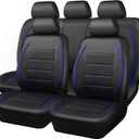 CAR PASS Universal FIT Piping Leather Car Seat Cover, for suvs,Van,Trucks,Airbag Compatible,Inside Zipper Design and Reserved Opening Holes (Full Set, Black and Blue)