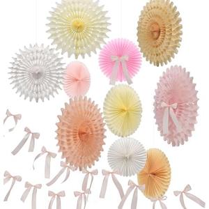 Pink and Cream Paper Fans Party Decorations Pack 2