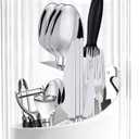 360 Rotating Silverware Utensil Organizer With Lid Kitchen Countertop Organizer With Cover For Flatware Spoon Silverware Holder Caddy Cutlery Organizers Kitchen Decor And Accessories
