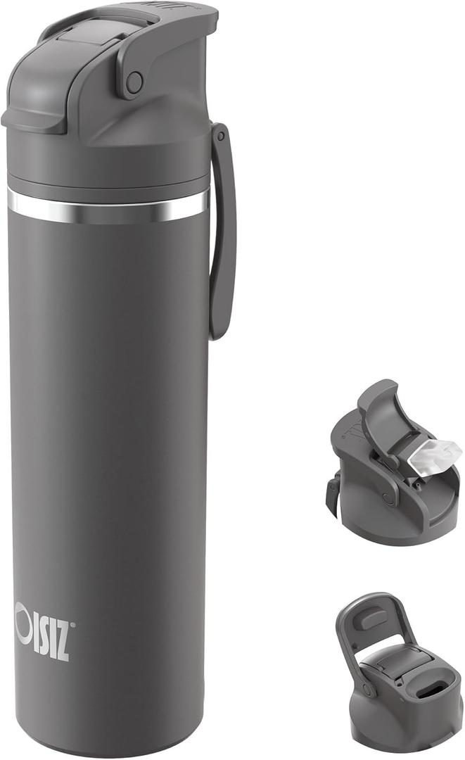 OISIZ Insulated Water Bottle 24 oz with 2-in-1 Straw and Swig Lid, Leakproof