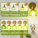 Vintage Battery Operated Wall Sconce Set of 2, Wireless Wall Sconce with Green Tulip Glass Shade, Rechargeable & Remote Control Wall Lamp for Living Room, BedroomHallway Wall Decor Lights