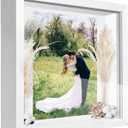 10x10 Shadow Box Frame Display Case with Letter Stickers, 3D Picture Frame, Display Case Box for Memorabilia, Baby Items, Wedding Memories, Crafts, Tickets and Photos (White, 10x10)